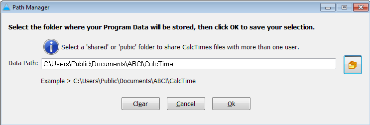 calctime path manager window